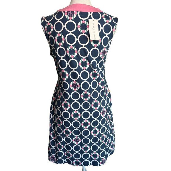 Tracy Negoshian Dress Size Small NWT Life Preserver Sleeveless Blue Pink Sheath - Picture 6 of 9